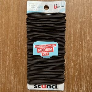 [NEW UNUSED] SCUNCI No Damage Medium Hold Hair Elastics, Brown, 100 pieces